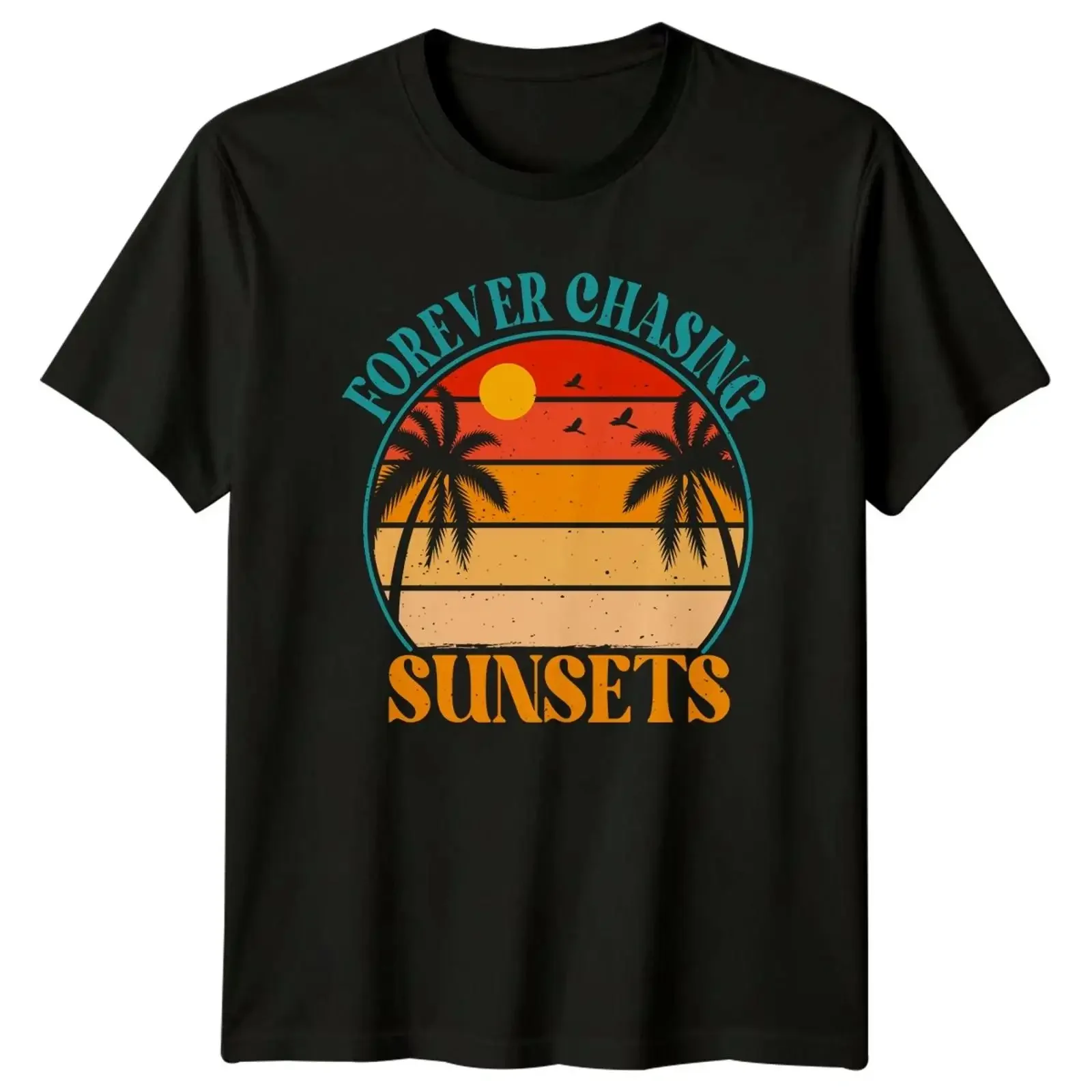 Camiseta Forever Chasing Sunsets, regalo de verano para ella y él, estilo vintage, informal, versátil, ropa de diseñador