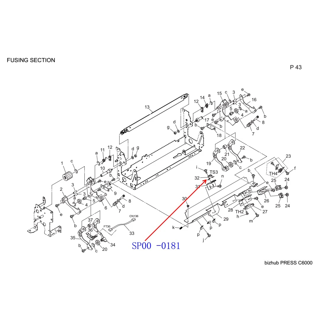 SP00-0181 Thermostat for Konica Minolta C6000 C7000 C7000P C70HC C5500 C5501 C6000L C6500 C6500P C6501 C65HC