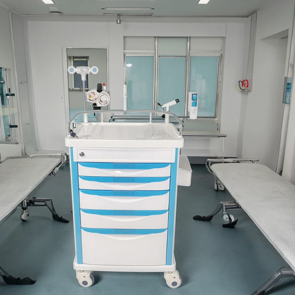 Najnowszy wózek medyczny z tworzywa ABS z szufladą, wózek na dokumenty medyczne, wózek szpitalny.