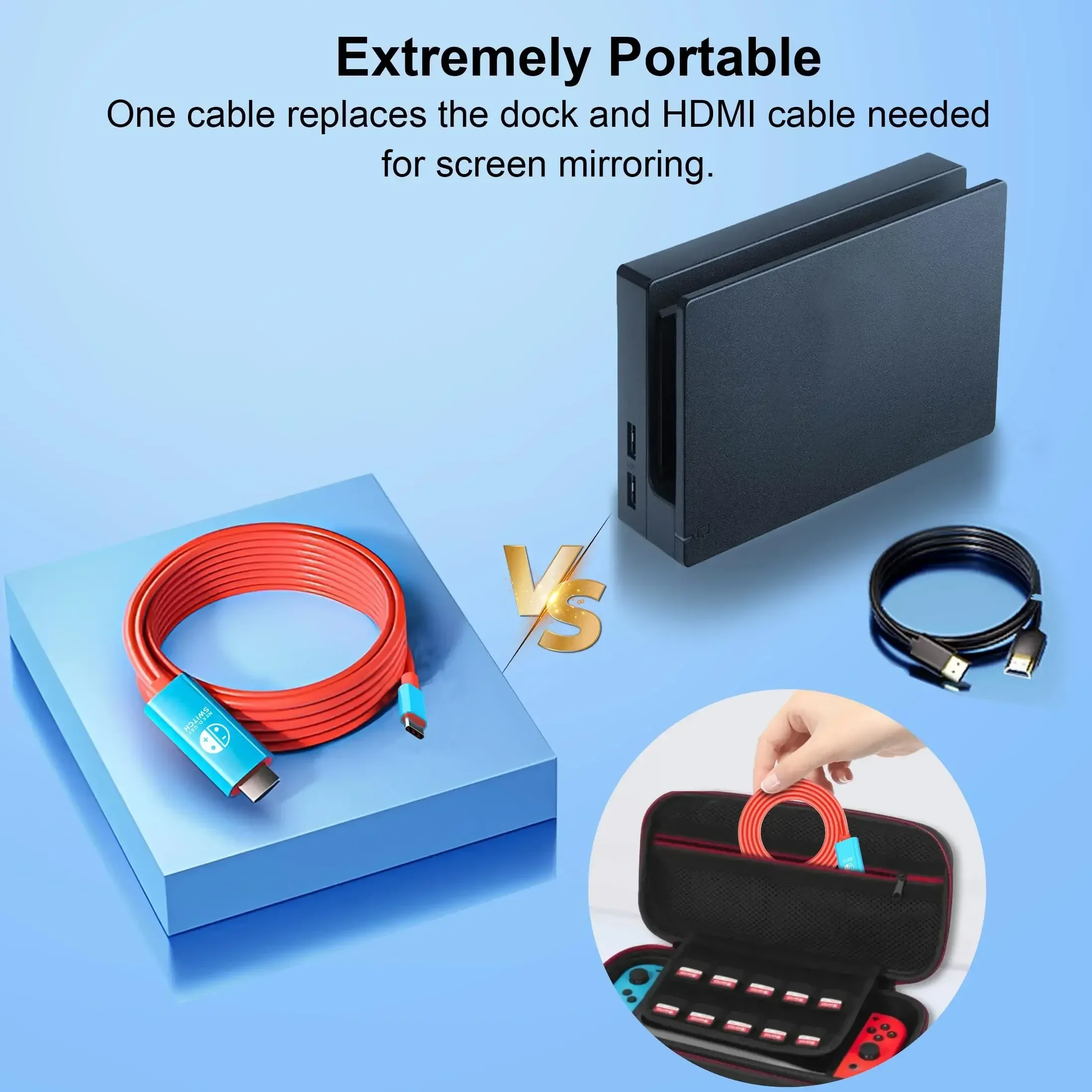 2m 4k 30Hz Portable USB Type C to HDMI Conversion Cable for TV Docking Mode on Nintendo Switch Steam Deck