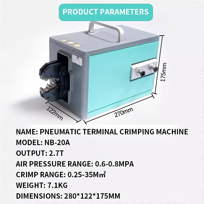 2.7T pneumatic wire cutters NB-20A cold terminal crimping machine 0.25-35m㎡ new energy terminal crimping machine