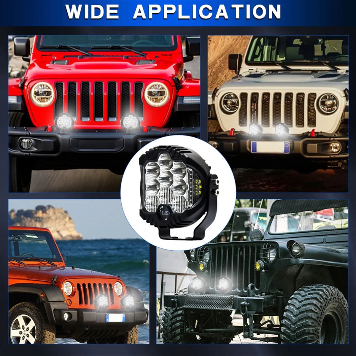 ที่เชื่อถือได้-3 นิ้วสามด้านไฟ LED ไฟหน้าสําหรับรถบรรทุก Suv เรือ Off-Road ยานพาหนะ ATV, สีขาว