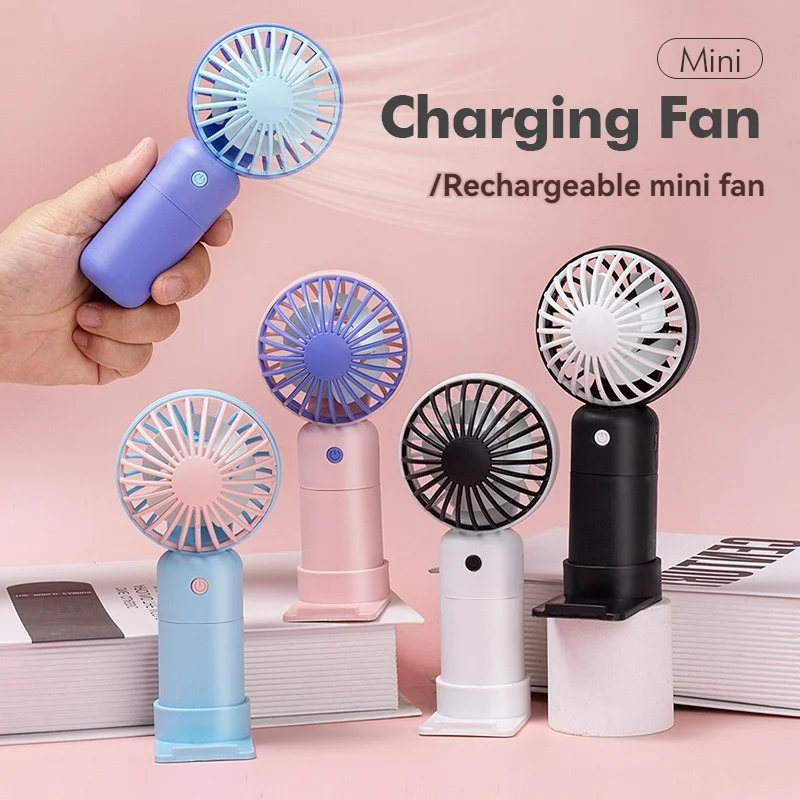 Portable Fan Usb Handheld Mini Fan Portable Neck Hanging Fans 3 Speed Rechargeable Fan with Phone Stand Handheld Mini Fan