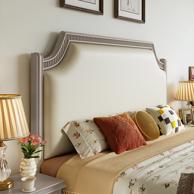 American leather bed, modern simple double soft bag bed