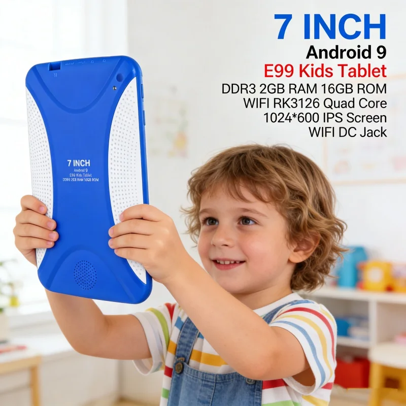 New Sales 7 INCH Q1 Kids Tablet E99 DDR3 2GB RAM Nandflash 16GB ROM TF Card RK3126 Quad Core Android 9.0 Micro USB