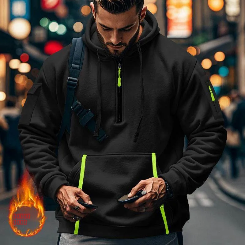 

Мужская толстовка с капюшоном на молнии до середины груди, спортивная повседневная утепленная одежда в американском стиле для осени и зимы, трансграничная торговля