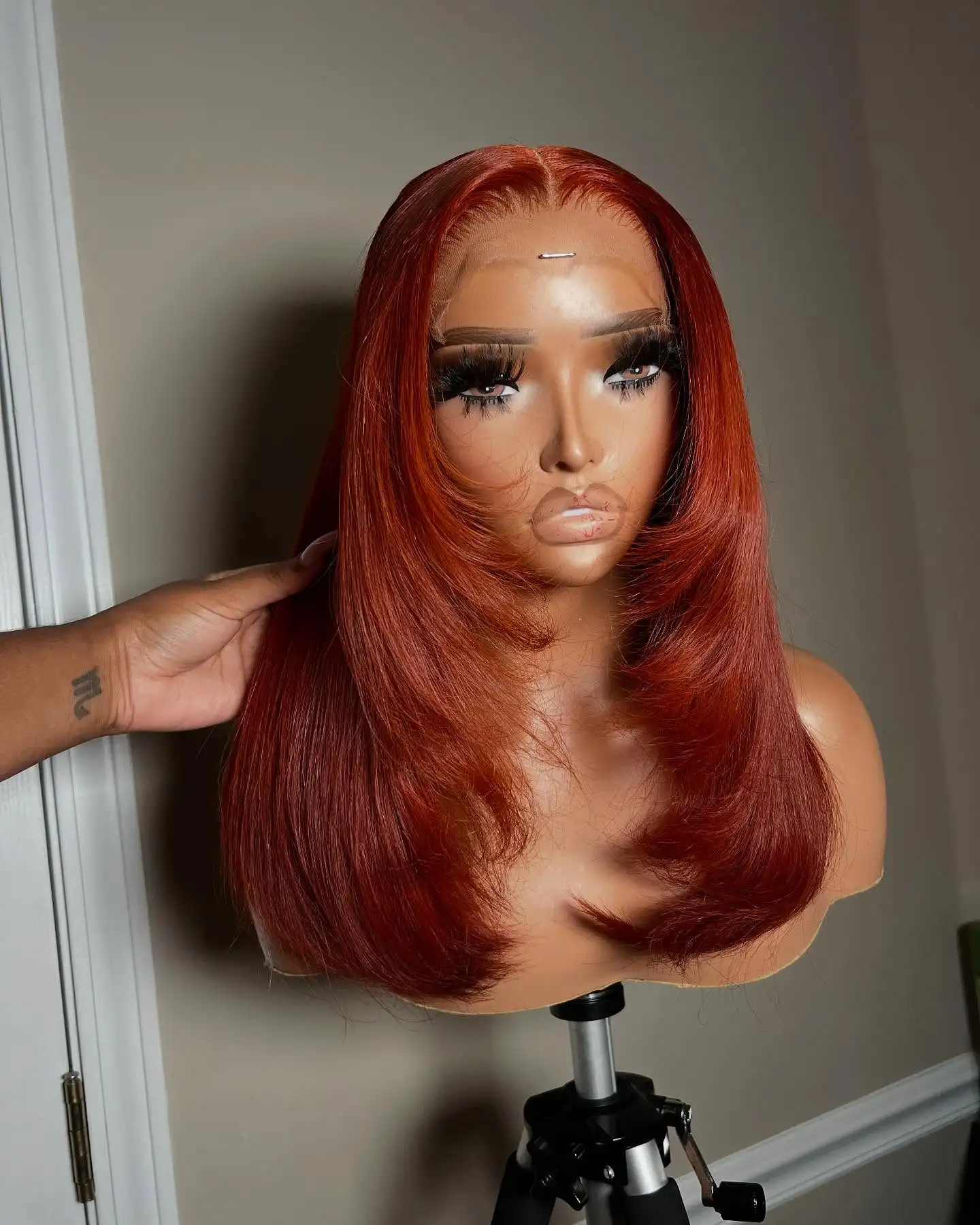 الزنجبيل الباروكة الطبقات قطع مستقيم الدانتيل الباروكات الأمامية قبل قطعها 13x4 HD الدانتيل الباروكة الاصطناعية الدانتيل شعر مستعار أمامي جاهزة لارتداء تأثيري #2