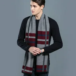 Men's Autumn Winter Plaid Scarf Gentleman Luxury Brand Cashmere Feeling Muffler Student Spring Fall Wrap Soft Warm Neckerchief