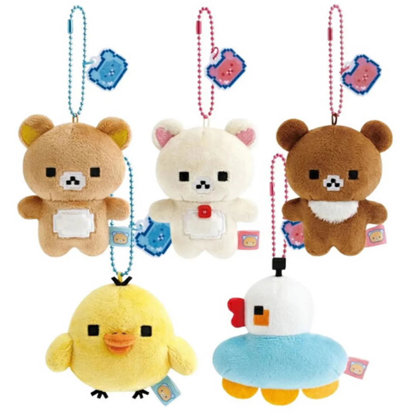 Rilakkuma Korilakkuma Chairoikoguma Miś Pixel Art Pluszowy Maskotka Brelok Zawieszka do Kluczy Uchwyt na Klucze Ozdoba do Torby Lalka Zabawka Prezent