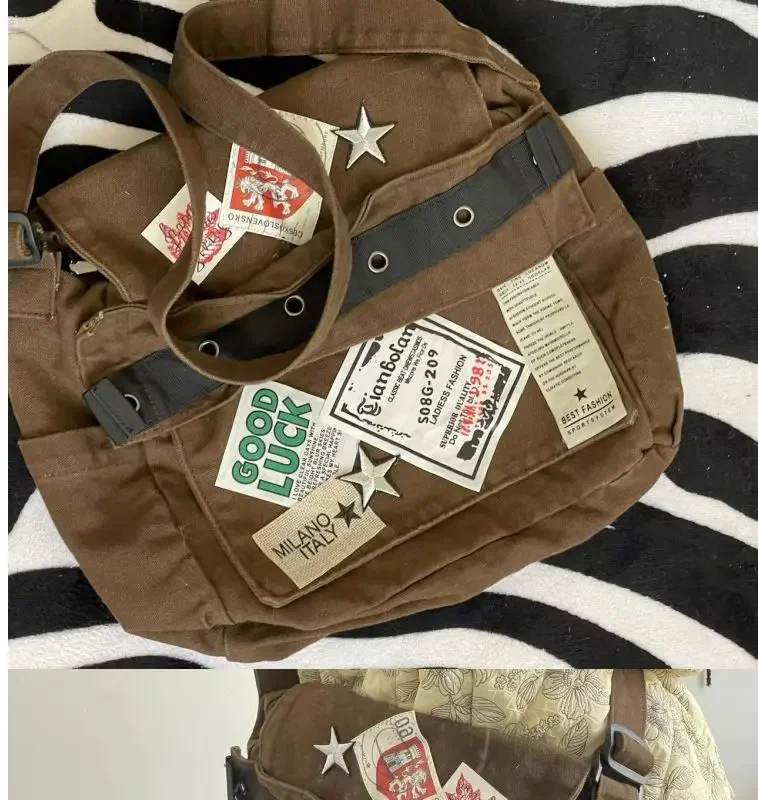 Miyagawa nowa szkolna pikantna dziewczyna w stylu Vintage torba listonoszka wykonana ze starej torby Crossbody w stylu casual z aplikacjami na ramię