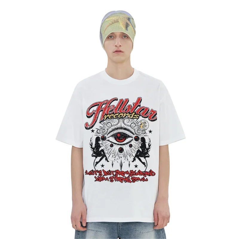 

American Vintage Eye of Providence Off Shoulder Loose Fashion Heavy 300G High Street Print Short-sleeved T-shirt