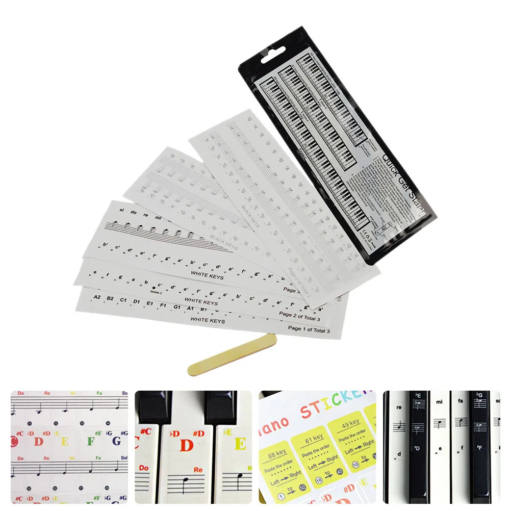 

6pcs Piano Keyboard Stickers For 88 76 61 54 36 Piano Learning Aid Lightweight Key Labels Music Instrument
