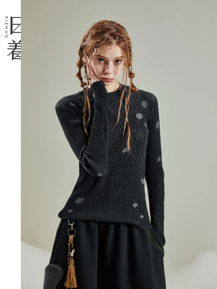 

Уникальный женский шерстяной вязаный свитер с высоким воротником, зимний, в полоску, базовый слой, для повседневной носки, комфортный крой, длинный рукав