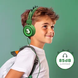 Cute Dinosaur Kids Headphones With Mic Safe Volume 85db Stereo Sound Wired Children Headphones for Ipad Computer Kids Gifts