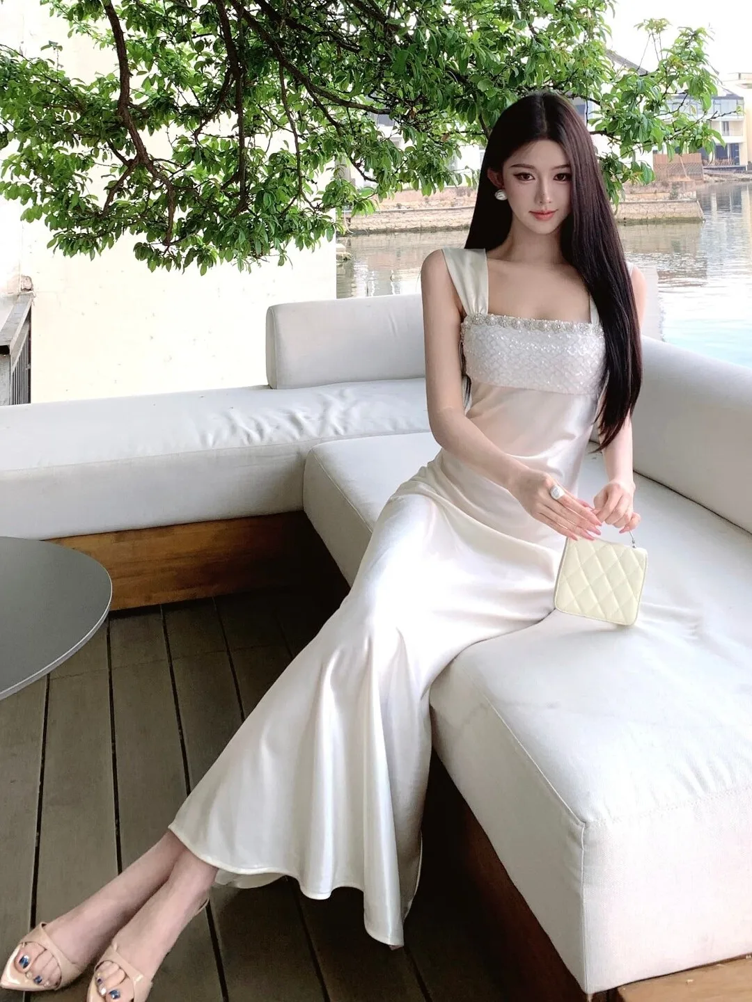 

Elegant Sister Style Slim Fit Long Dress Beautiful Unique Strapless Dress Summer Polyester Fiber Non-fading Business City Com...