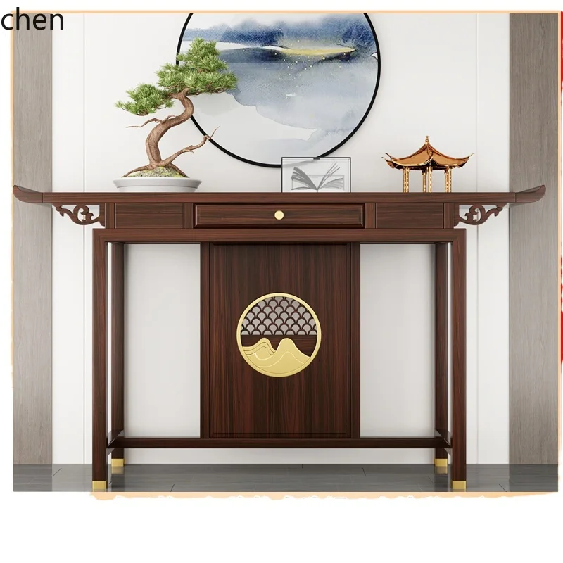 

Zws. Entrance table Solid wood strip case Living room entrance door table against the wall Entrance platform