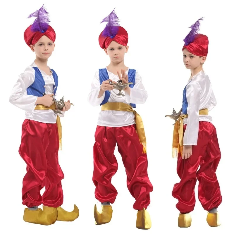 Kids Children Halloween Party Aladdin Prince Cosplay Costumes Arab Clothing Child Boy Carnival Party Prince Cosplay Costumes