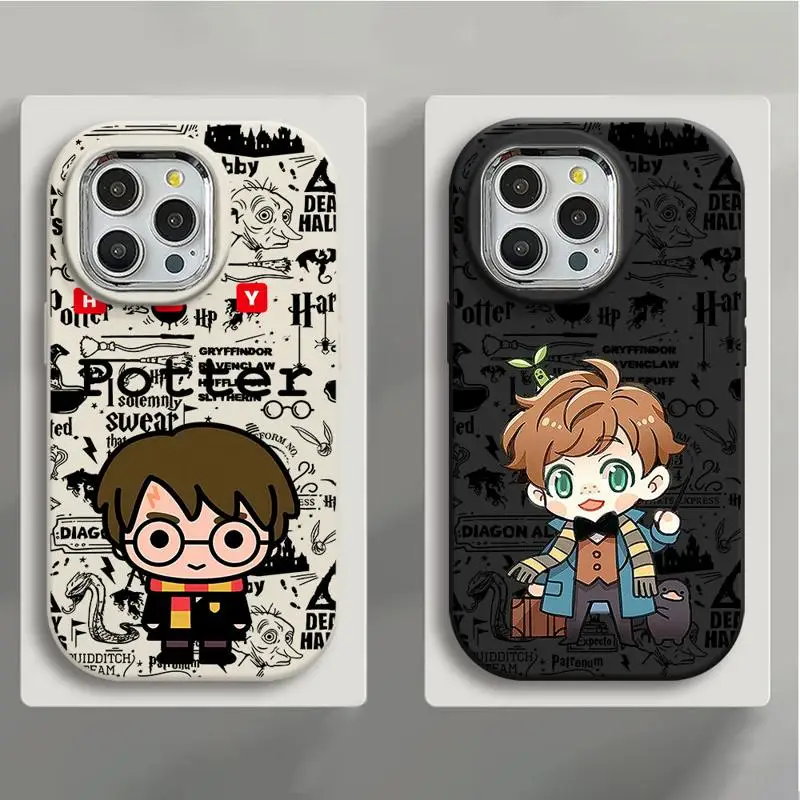 Cartoon Harry Potter Chibi Hermine Granger Chubby Handyhülle für iPhone 15 14 Plus 13 12 11 Pro Max,