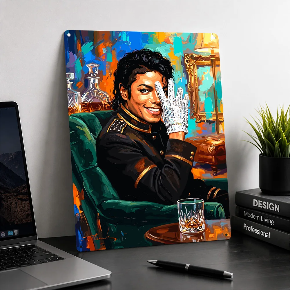 Michael Jackson in a Black Military Jacket Metal Poster Perfect Gift for Fans Lovers Customized Wall Art Metal Sign for Decor