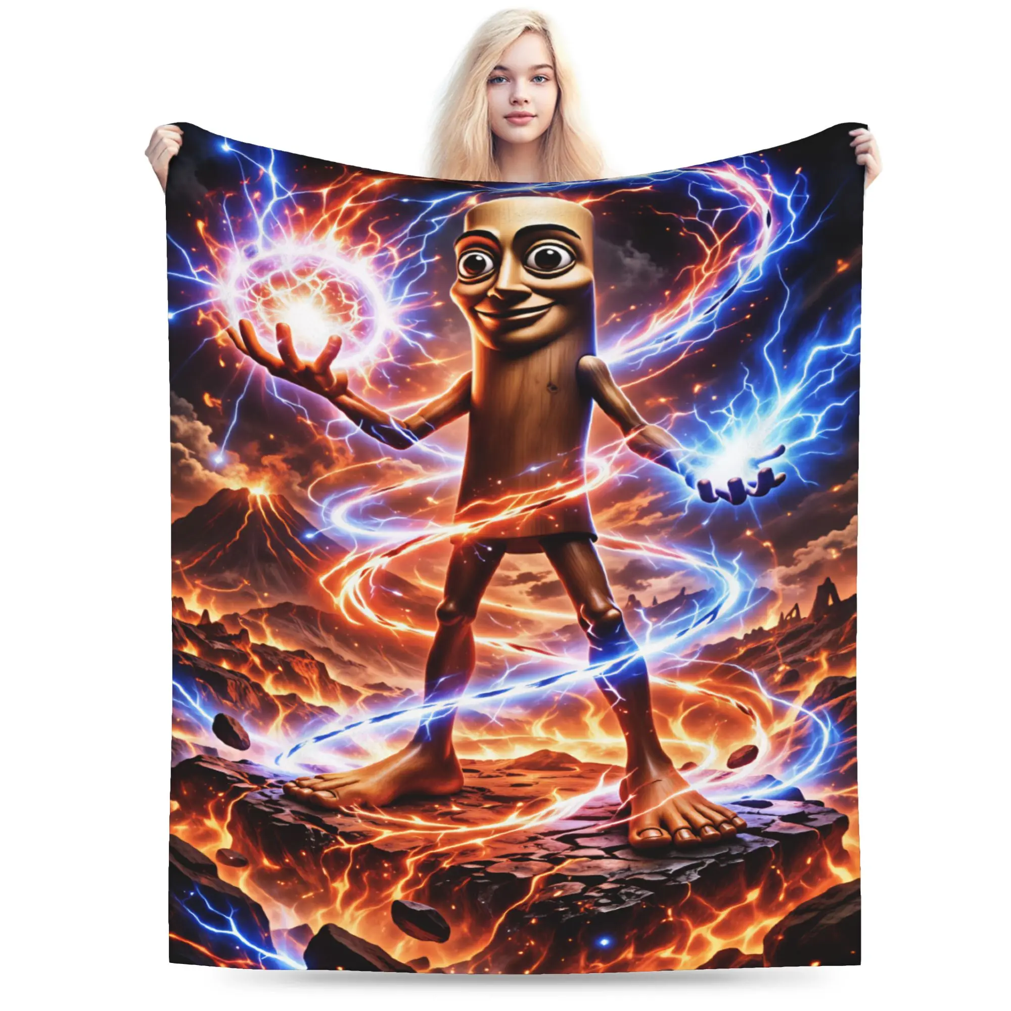 Tung Sahur Power Lightning Bedding Throws Soft Graphic Blanket  For Outdoor Picnic Flannel Bedspread Bed Cover