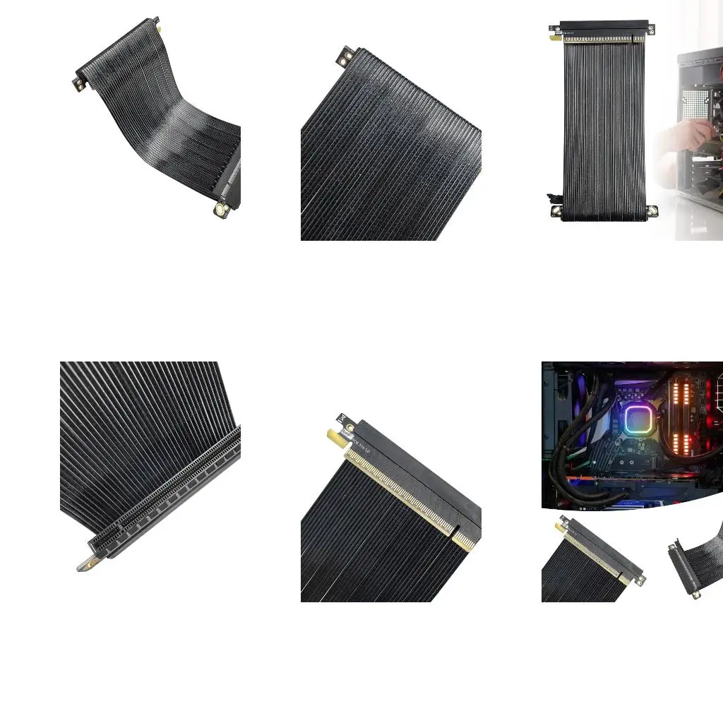 

ITXs Case Compatible PCIe 5.0 X16 Extension Cable Two Backward Design 64GT/s Bandwidth Teflons Insulation 15cm A4WF
