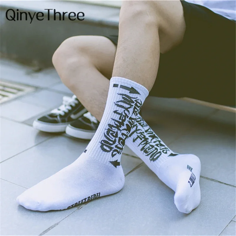 Harajuku männer Humor Worte Gestrickte Socken Ulzzang Hip Hop Straße Skateboard Unisex Crew Lovers 'Happy Sokken EU 34-43 Dropship