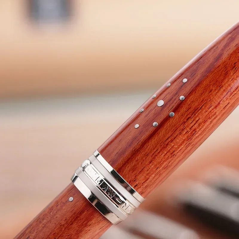 MAJOHN Final Craftsman M1000 Handmade Solid Wood Pen Rivet Fritillaria Top Bead BOCK Gold Plated F Tip Writing Practice Pen