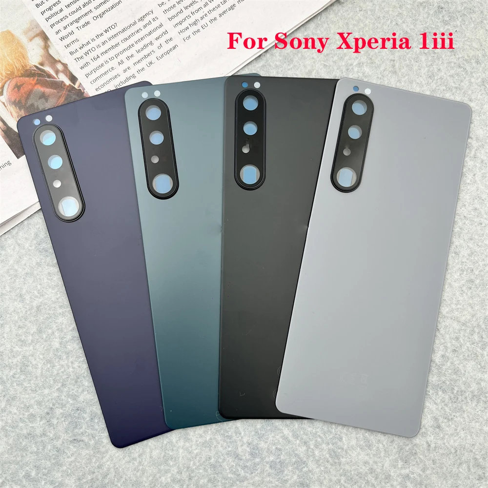 Tapa Trasera de Vidrio para Sony Xperia 1iii SO-51B, Repuesto de la Cubierta de la Batería, Carcasa Trasera para Xperia 1iii con Lente de Cámara y Pegamento