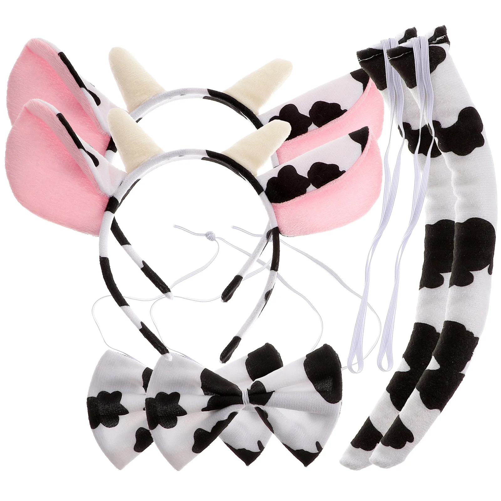 3 قطعة قرون البقرة Headbands ذيول القوس العلاقات قسط البقرة زي اكسسوارات لجميع القديسين حفلة الكرنفالات فستان بتصميم حالم