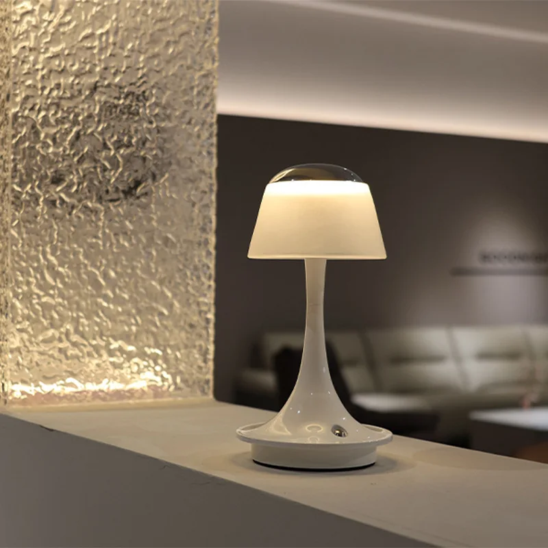 Cross-border Modern Minimalist Cream Night Light Ambient Light Touch Mushroom Bedroom Decoration Bedside LED Charging Table Lamp