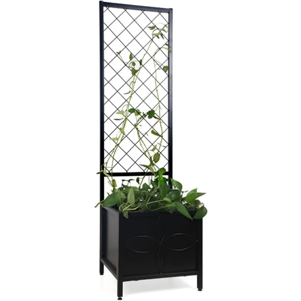 

Zhongma 15.75 x 15.75 x 55 in Raised Garden Bed with Trellis,Heavy Duty Plant Box for Climbing Plants with Drainage Hole, Metal