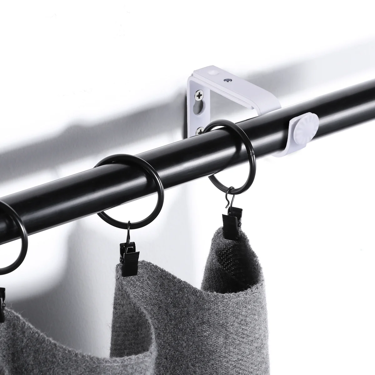 Heavy Duty Clothes Rack Curtain Holder Rod Bracket Lattice Mounting White Pole Drapery