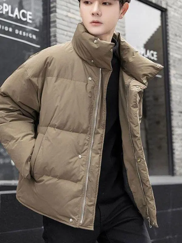 

Мужская легкая хлопковая куртка с воротником-стойкой, одежда для хлеба, зимняя верхняя одежда, модное повседневное пальто