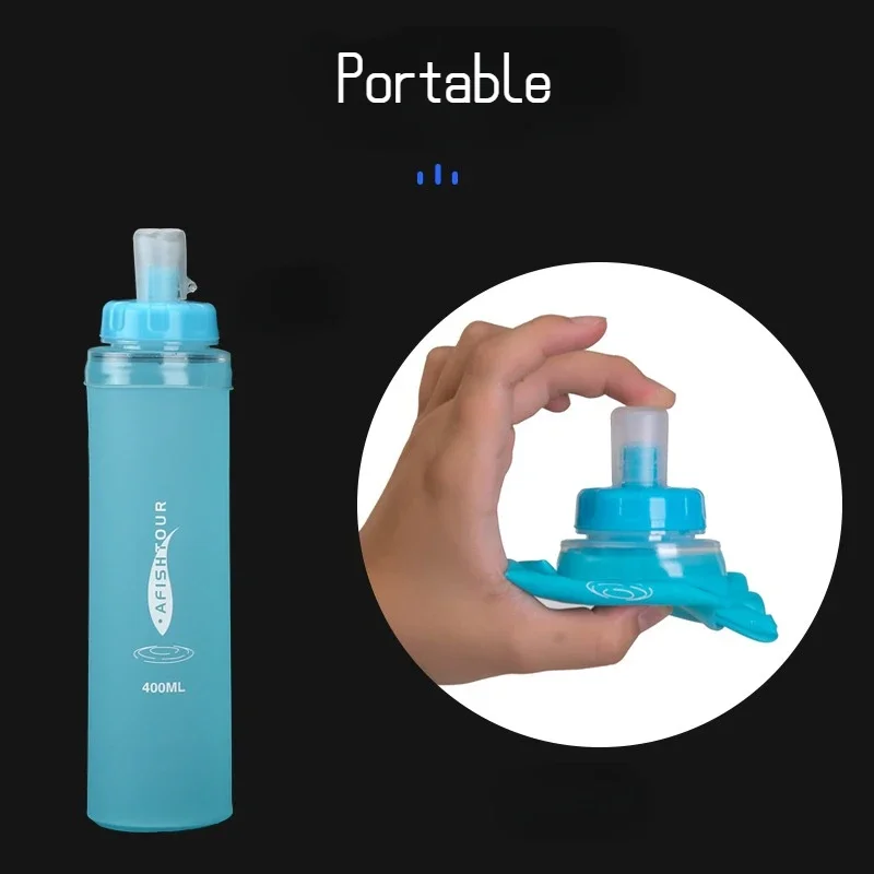 500ML Outdoor Sports Soft Water Bag Folding Suction Nozzle Silicone Cross-country Running Cycling Drinking Water Bag Portable