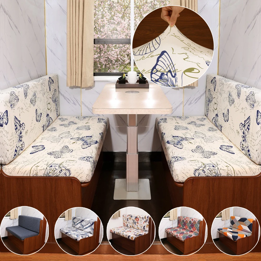

Breathable Floral Printed RV Dinette Cushions Covers Stretch Camper Sofa Seat Covers Non-slip Bench Backrest Slip Cover 2pcs/set