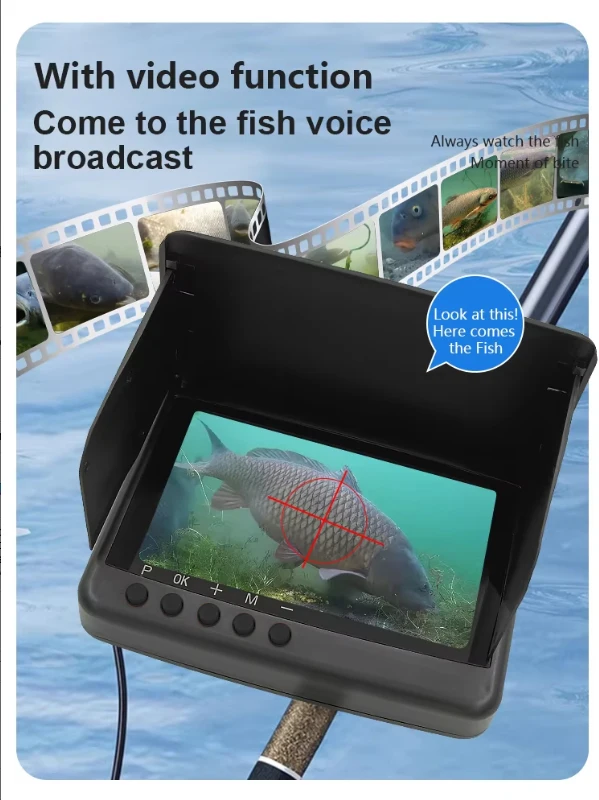 5 Inch Display Underwater Fishing Camera 5MP 0.6-30m Detection IP68 Waterproof Video Fish Finder for Boat Ice Sea Lake Fishing