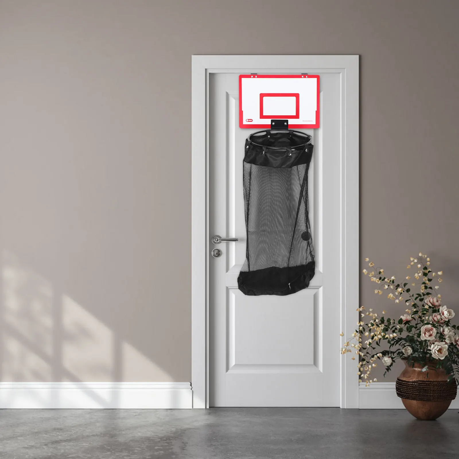 Basketball Laundry Hoop Hamper Hanging Mesh Bag Bedroom Storage Bin Space Saving Laundry Basket for Dorm Nursery Kids Sports