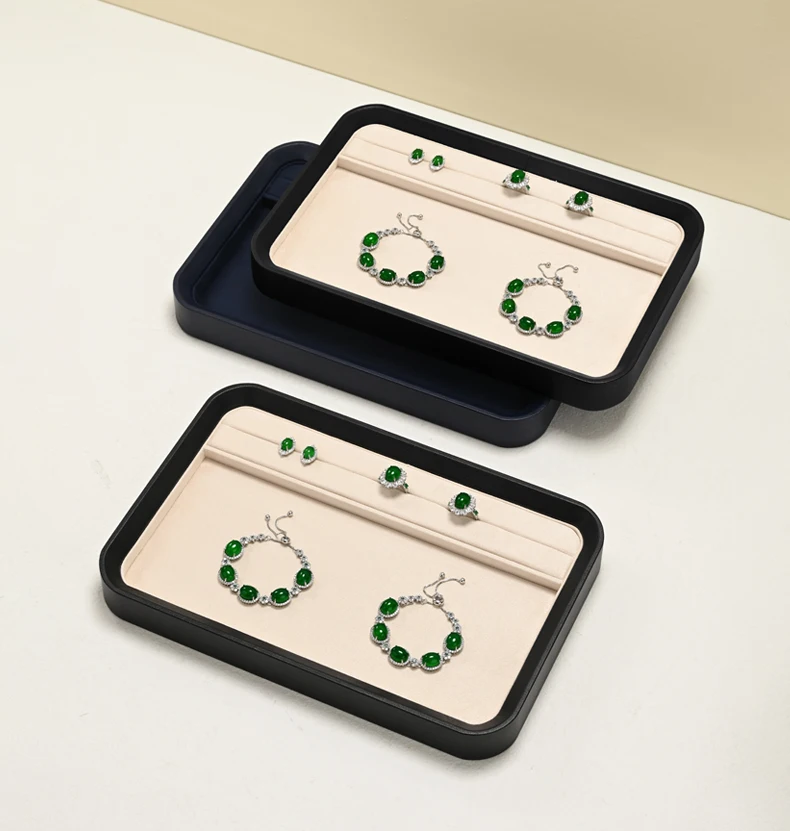 Oirlv PU-Leder Schmuck-Organizer-Tablett Schmuck-Präsentationsständer für Ringe, Halsketten, Anhänger Samt-Aufbewahrungs- und Präsentationstablett für Juweliergeschäfte – Detail 10