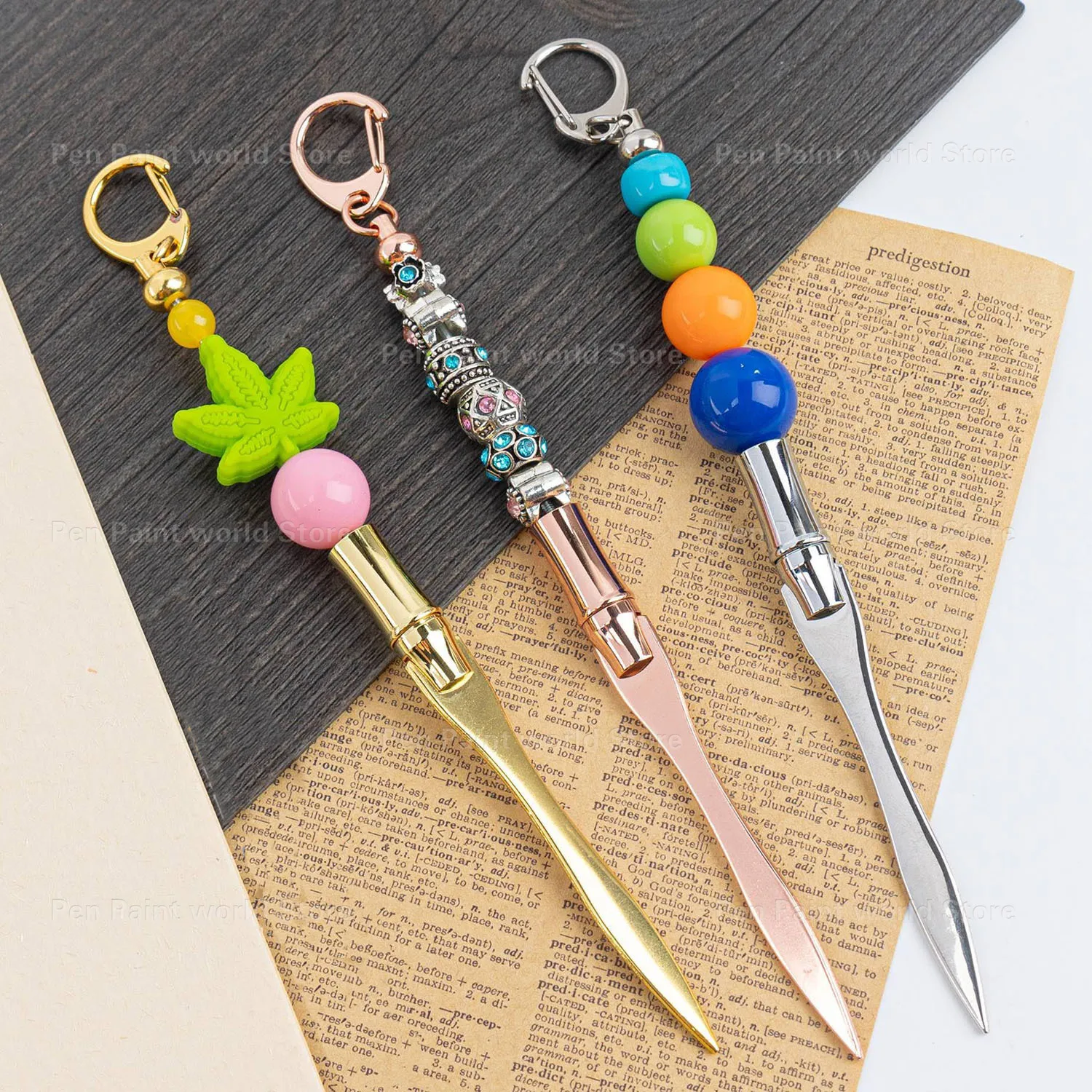 30Pcs Beadable Envelope Opener Slitter Metal  Letter Slitter  Multi Durable Metal Keychain Paper Knife for Mail, Gifts & Travel