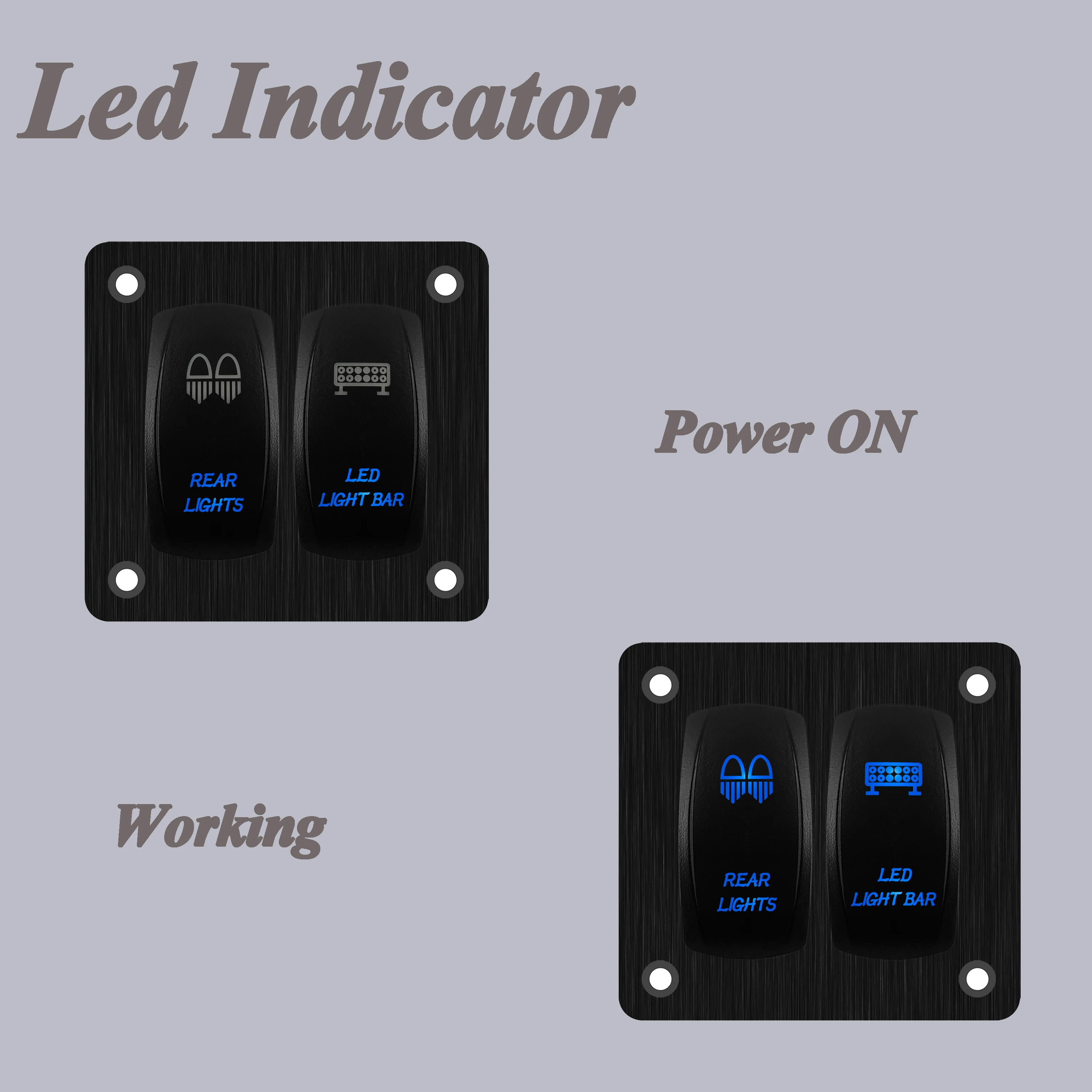 Custom 2 Gang Rocker Switch Panel 12V 24V LED Light Bar Rear Lights 5Pin ON Off Toggle Switch Panel for Boats Cars ATVs UTVs