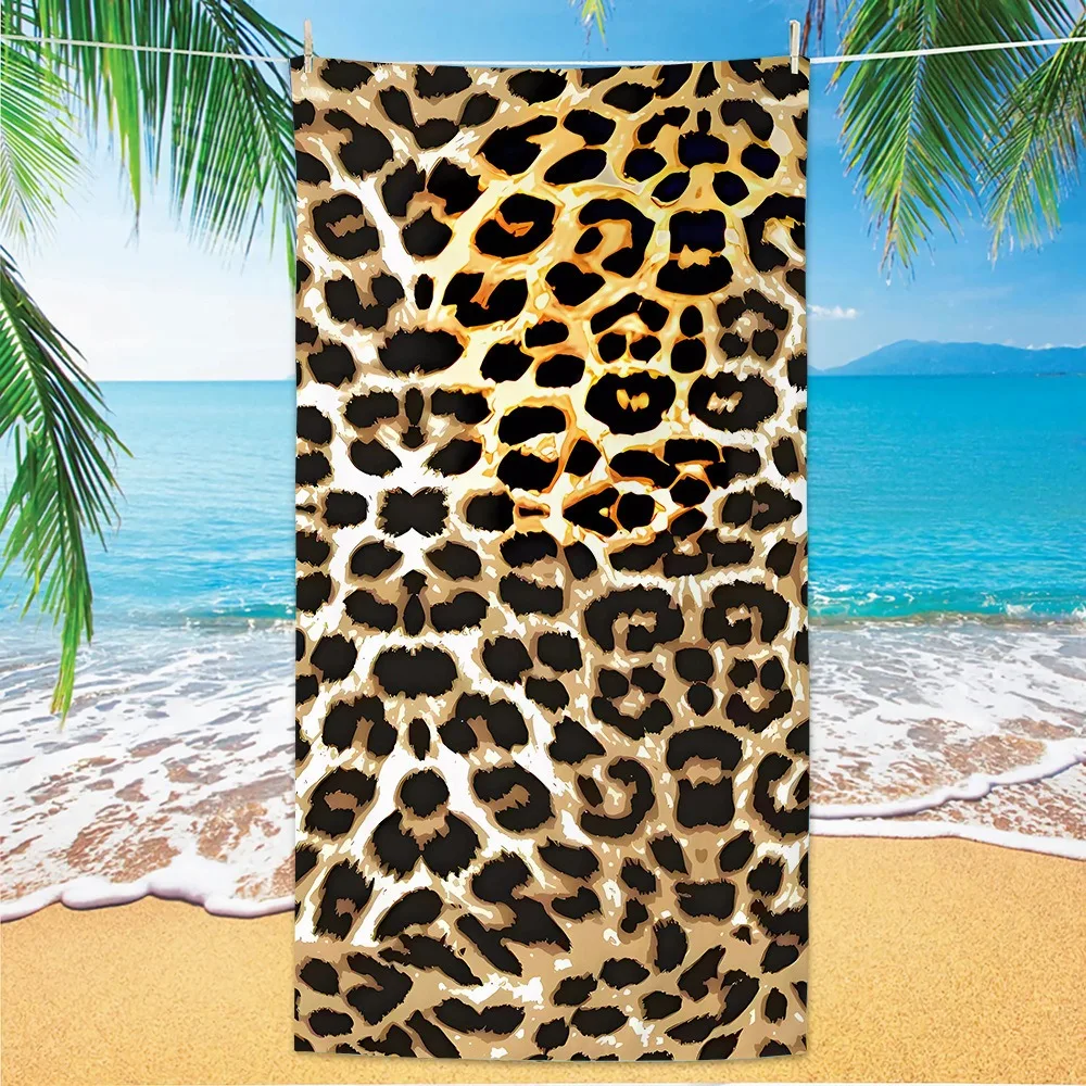 Sexy Leopard Microfiber Beach Towel Oversized Quick Dry Sand Free Bath Towels Large Lightweight Swimming Blanket Swimwear