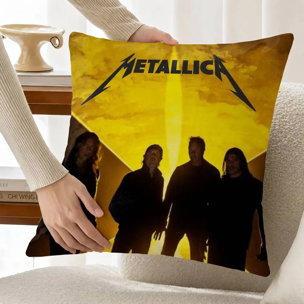 Dark Metal M-Metallica Band Customizable Square Pillow case Double Sided Print Sofa Bedroom Decor Cushion Cover