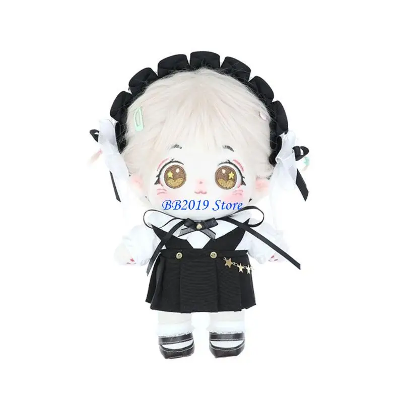 Q0KB 8’’ Plush Doll Clothes for 20CM Cotton Reborns Life Like Rag-Doll Outfit Suit Doll Clothing Korean Kpop Doll Accessory