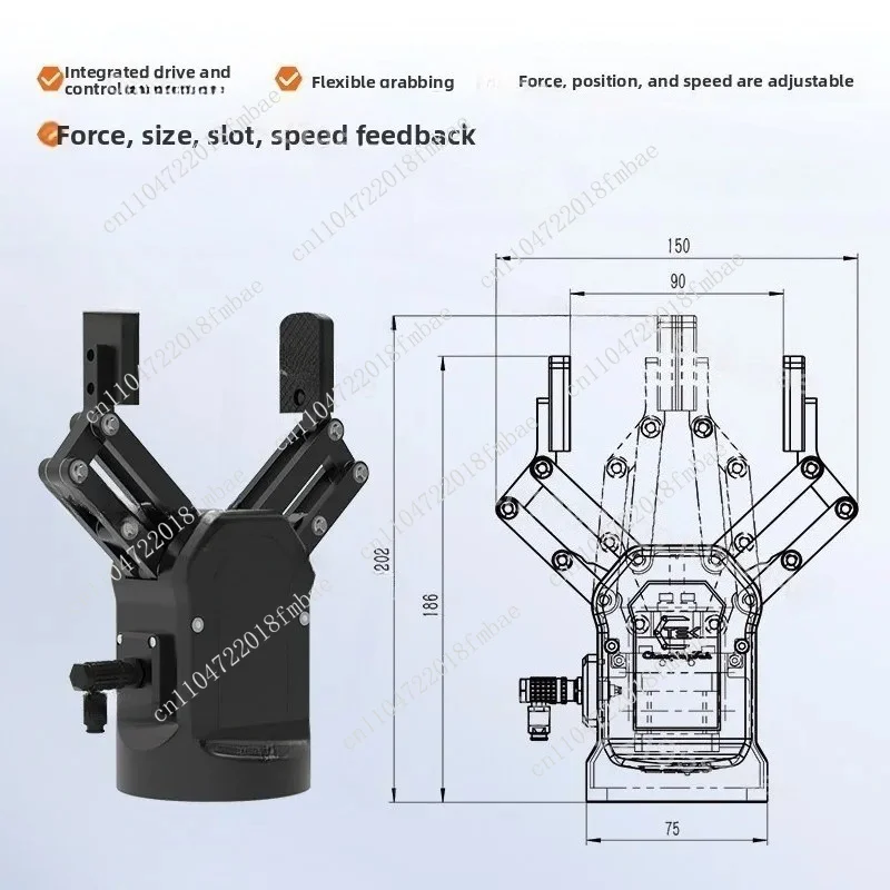 Collaborative Ro-bot Flexible Force Control 120mm Two Finger Electric Claw Gripper for Industrial Arm