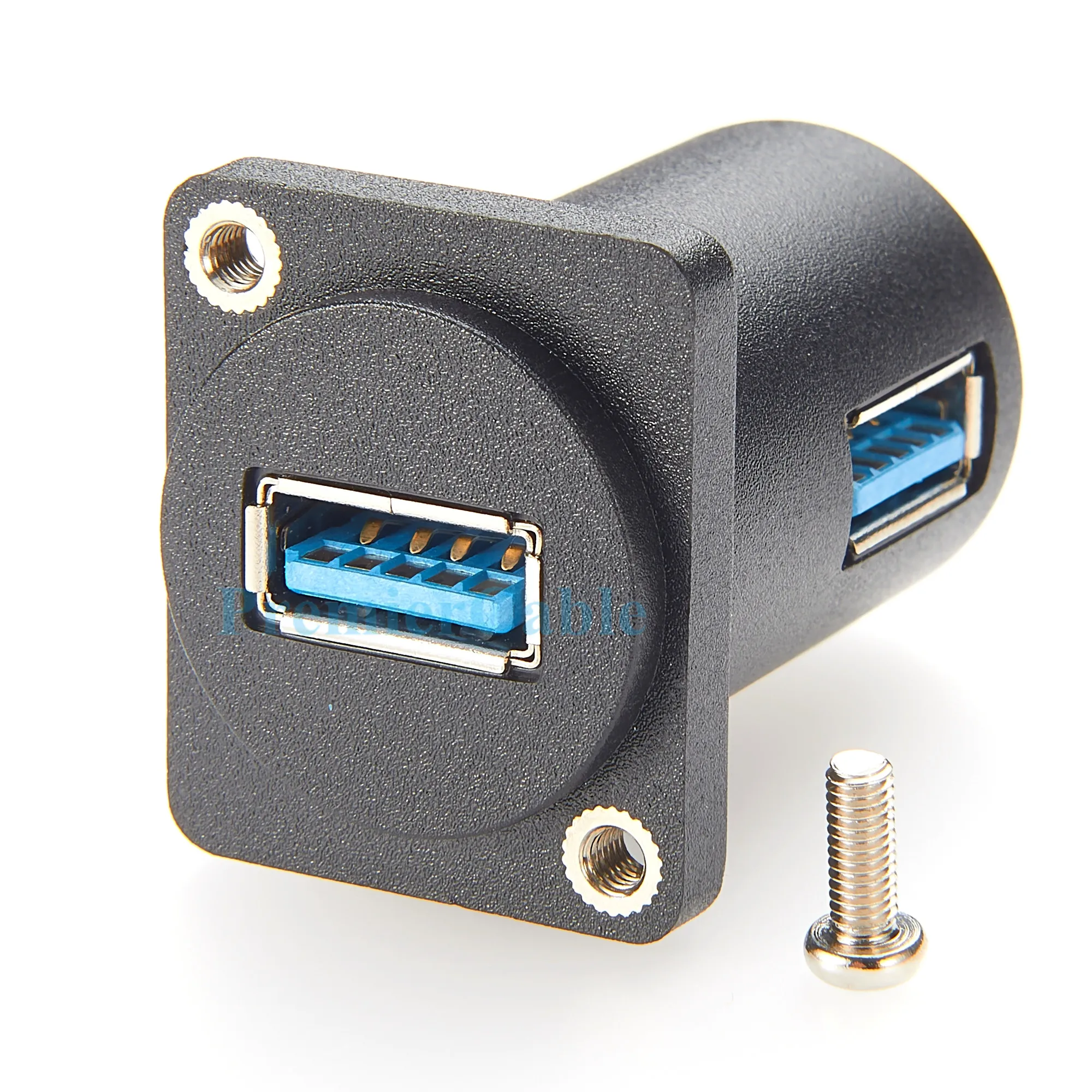 USB 3.0 Panel Mount Adapter Angled Exit USB 3.0 A Female D-type Panel Mount Connector Pass Through Solderless Bulkhead Coupler