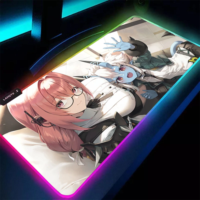 

LED Mouse Pad Gamer Keyboard Pad Zenless Zone Zero Desk Mouse Mat Rubber RGB Tapis Souris Gaming PC Tsukishiro Yanagi Mousepad