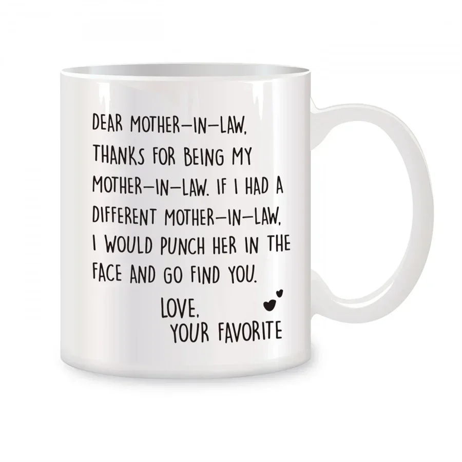 Dear Mother in Law Mugs For Mom Gifts from Daughter in Law Birthday Gifts Novelty Coffee Ceramic Tea Cups White 11 oz