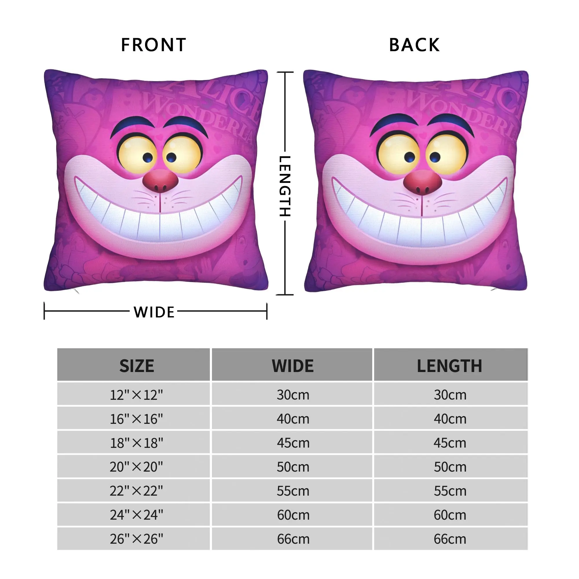 Cartoon Alice in Wonderland Cheshire Cat Square Pillowcases Polyester Sofa  Cushion Cover Cute Decor Pillow Cover 45*45