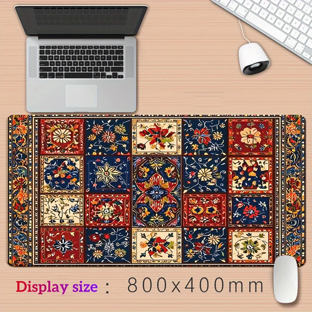 Bohemian-style gaming mousepad with bright floral geometric patterns anti-slip rubber base ideal choice for gamers