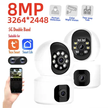 Tuya 8MP WiFi IP Camera Dual Lens Baby Monitor Color Night Vision Human Auto Tracking Video Smart Home Surveillance Camera Tuya 8MP WiFi IP Camera Dual Lens Baby Monitor Color Night Vision Human Auto Tracking Video Smart Home Surveillance Camera